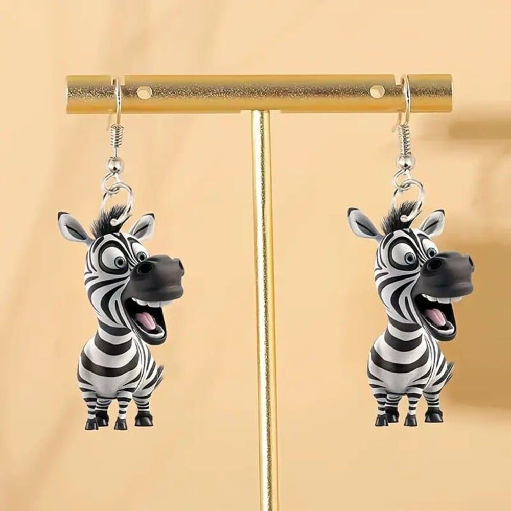 Silly Zebra Dangle Earrings